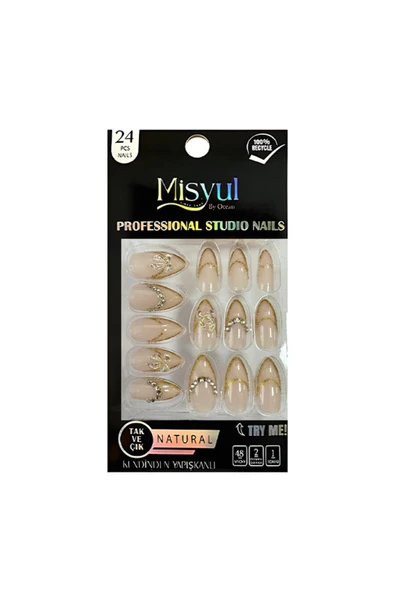 Misyul Takma Tırnak Tak Ve Çık, Sticker Yapıştırıcı, Portakal Çubuğu, Törpü Set ürün görseli 1