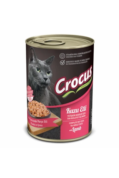 Crocus YETİŞKİN KEDİ KUZU ETLİ YAŞ MAMA 400G Skt:09/2026 ürün görseli 1