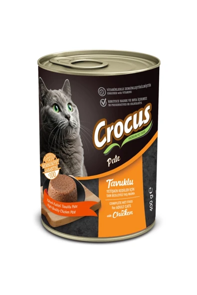 Crocus Yetişkin Kedi Tavuklu Pate Yaş Mama 400g Skt:08/2027 ürün görseli 1
