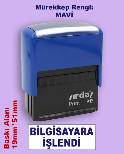 Bilgisayara İşlendi Kaşesi, 912 (51mmx19mm) Mavi Keçeli Otomatik Kaşe ürün görseli 1