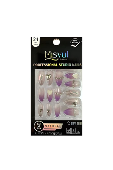Misyul Takma Tırnak Tak Ve Çık, Sticker Yapıştırıcı, Portakal Çubuğu, Törpü Set ürün görseli 1