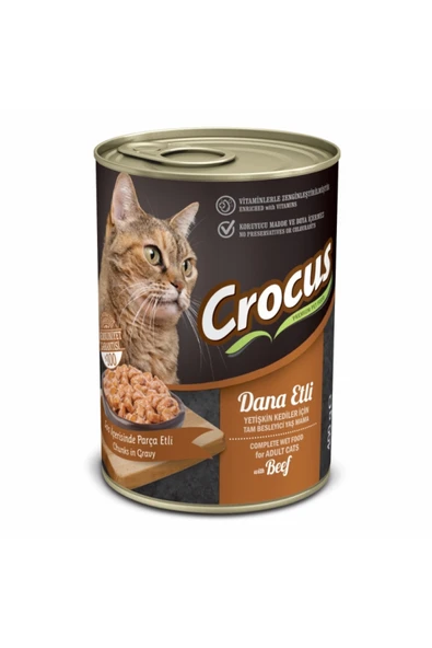 Crocus YETİŞKİN KEDİ DANA ETLİ YAŞ MAMA 400G Skt:09/2026 ürün görseli 1