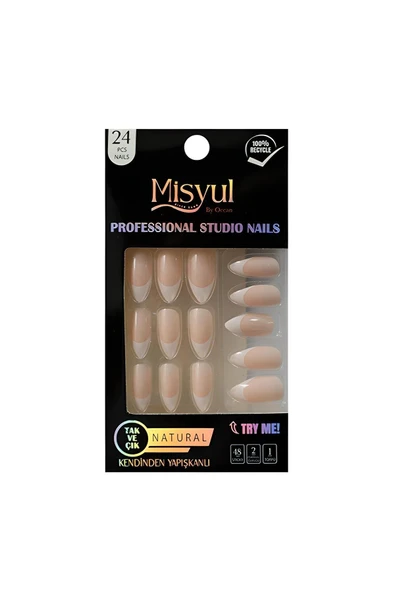 Misyul Takma Tırnak Tak Ve Çık, Sticker Yapıştırıcı, Portakal Çubuğu, Törpü Set ürün görseli 1