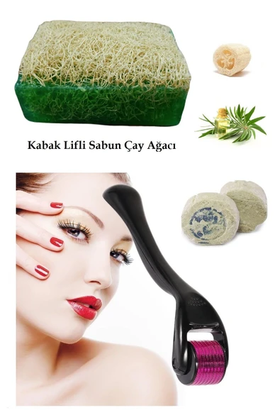 3'lü Bakım Peeling Lifli Çay Ağacı Sabun Yaşlanma Karşıtı Cilt Yenileme Dermaroller Akne Ruşur Taşı ürün görseli 1