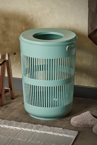 İronika Solara Dekoratif Kirli Çamaşır Sepeti Oyuncak Sepeti 60 Litre - Yeşil ürün görseli 1