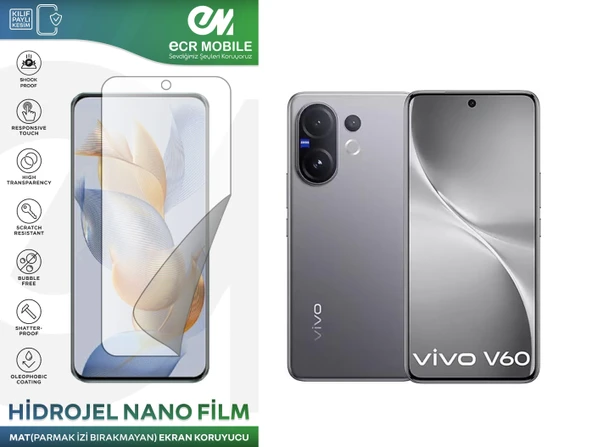 Vivo V60 ile Uyumlu Mat (Anti-Glare) Hidrojel Nano Film Ekran Koruyucu(Tempered Cam Değildir!) ürün görseli 1