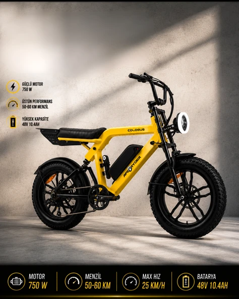 APE RYDER COLOBUS PREMIUM 750W ELEKTRİKLİ BİSİKLET SARI ürün görseli 1