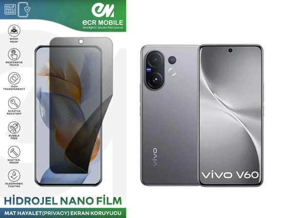Vivo V60 ile Uyumlu Mat Hayalet (Privacy) Hidrojel Film Ekran Koruyucu ürün görseli 1