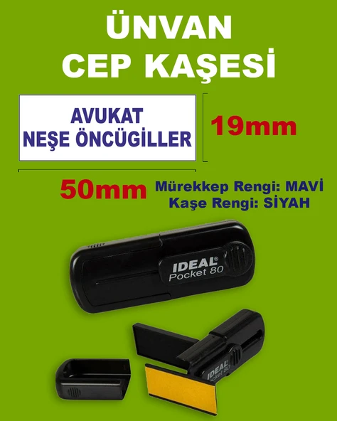 Ünvan Cep Kaşesi Pocket-80 (50mmx19mm) Mavi Keçeli Siyah Kaşe ürün görseli 1