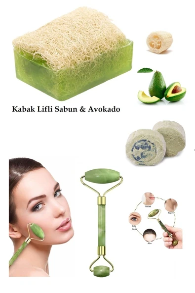 3'lü Set Kabak Lifli Sabun Avokado Çift Taraflı Yüz Masaj Aleti Peeling Sivilce,Leke,Akne Ruşur Taşı ürün görseli 1