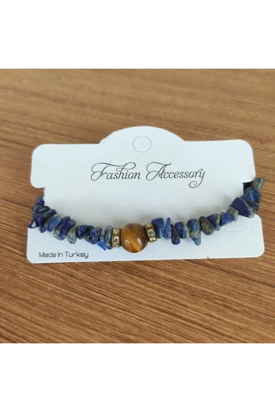 Lapis Lazuli & Kaplan Gözü Taşı El Yapımı Bileklik - 6033 ürün görseli 1