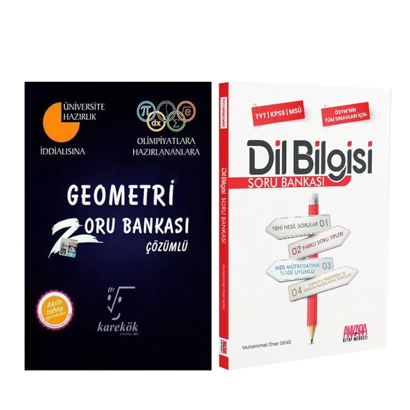 Karekök Geometri Zoru Bankası ve AKM Dil Bilgisi Soru Bankası Seti 2 Kitap ürün görseli 1