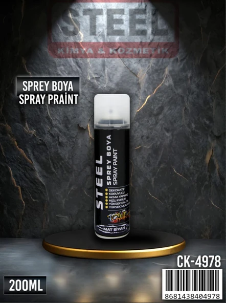 200 ML MAT SİYAH SPREY BOYA ürün görseli 1