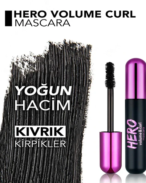 Flormar Kıvrım Ve Hacim Veren Maskara ( SİYAH ) - Hero Volume & Curl Mascara - 8682536022804 ürün görseli 1