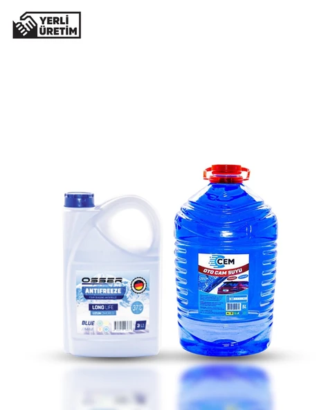 CEM CAR CARE Kışlık Set (Cam Suyu 5 Lt Antifrizli -20 Derece +Mavi Antifriz 3 Lt -37 Derec ürün görseli 1