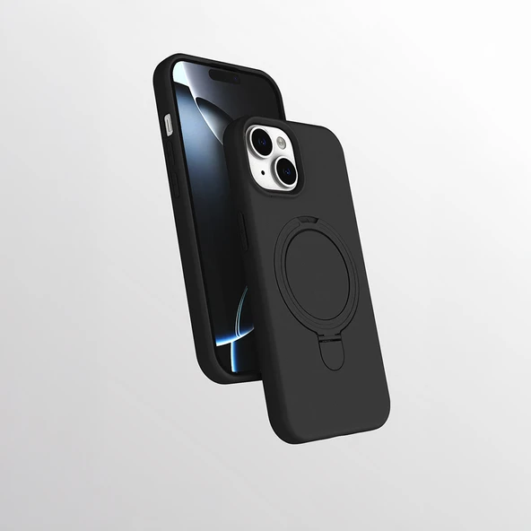 iPhone 15 Kılıf Kablosuz Şarj Özellikli Standlı Samara Kapak ürün görseli 1