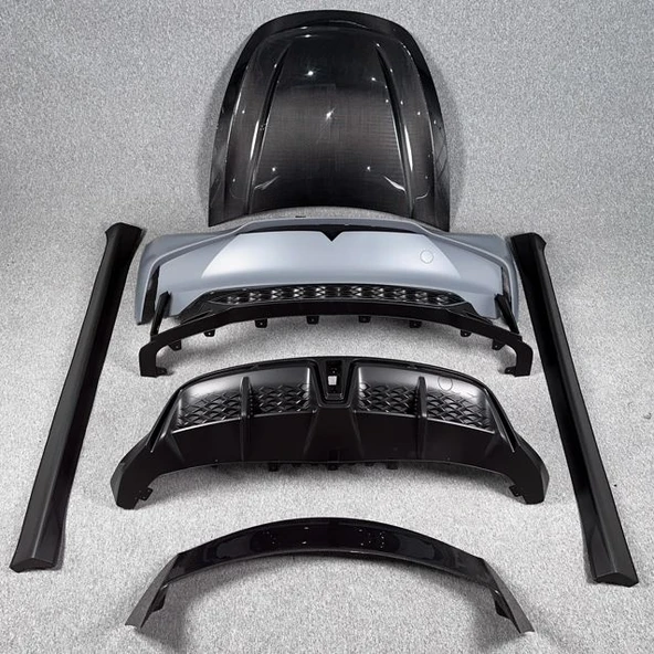 TESLA MODEL Y YF UYUMLU BODY KİT (KARBONFİBER KAPUT+SPOİLER) 2021-2024 ürün görseli 1