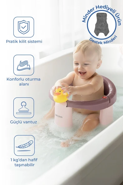 Babyjem Önden Açılır Banyo ve Mama Oturağı ve Hediye Minderli - 2 'Li Set Mürdüm ürün görseli 1