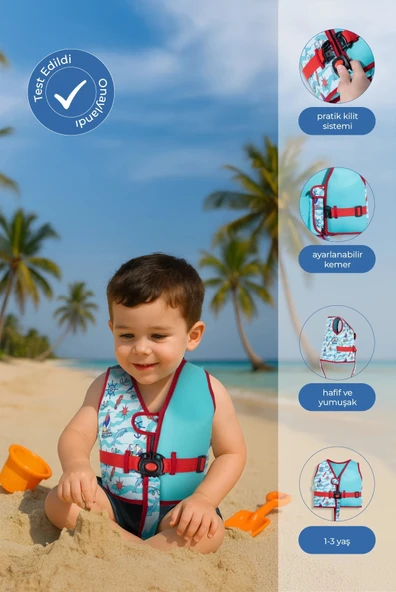 Babyjem Deniz Havuz Çocuk Yüzme Yeleği UV Korumalı 1-4 Yaş Yeşil ürün görseli 1
