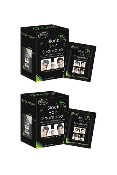 Dexe Black Hair Shampoo Beyaz Saç Kapatıcı Siyah Şampuan Boya 10lu Paket 2 Adet ürün görseli 1