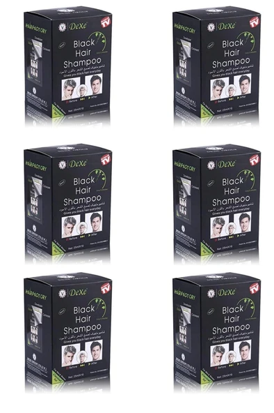 Dexe Black Hair Shampoo Beyaz Saç Kapatıcı Siyah Şampuan Boya 10lu Paket 6 Adet ürün görseli 1