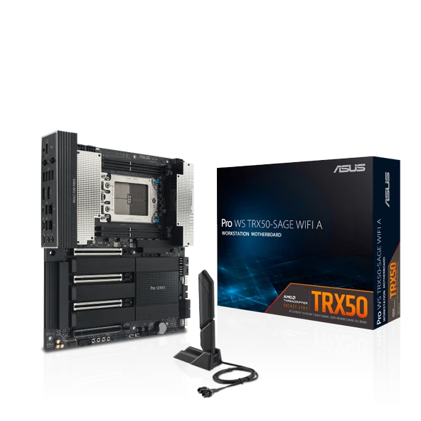 ASUS PRO WS TRX50-SAGE WIFI A AMD TRX50 sTR5 DDR5 7600 3x M2 USB3.2 WiFi 7 + BT 10Gbit + 2.5Gbit LAN CEB 1TB'a kadar ram destegi, 1x SlimSAS Portu, Asus Control Center Express Lisansi! ürün görseli 1