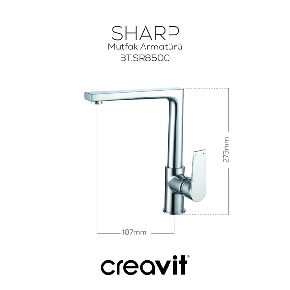 Sharp Mutfak Armatürü Krom - Resim 2