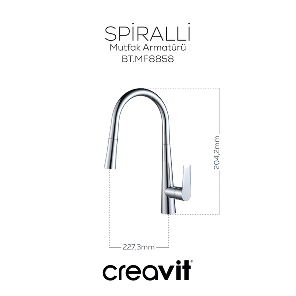 Spiralli Mutfak Armatürü Krom - Resim 2
