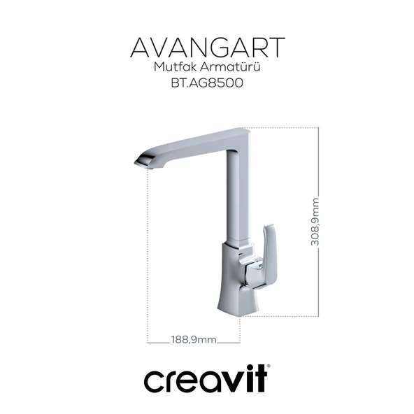 Avangart Mutfak Armatürü Krom - Resim 3
