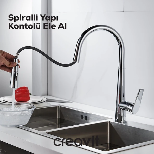 Spiralli Mutfak Armatürü Krom - Resim 3
