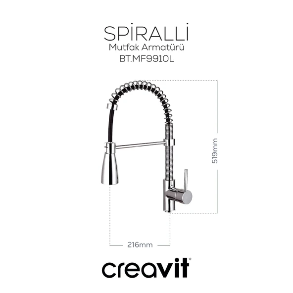 Spiralli Mutfak Armatürü Krom - Resim 2