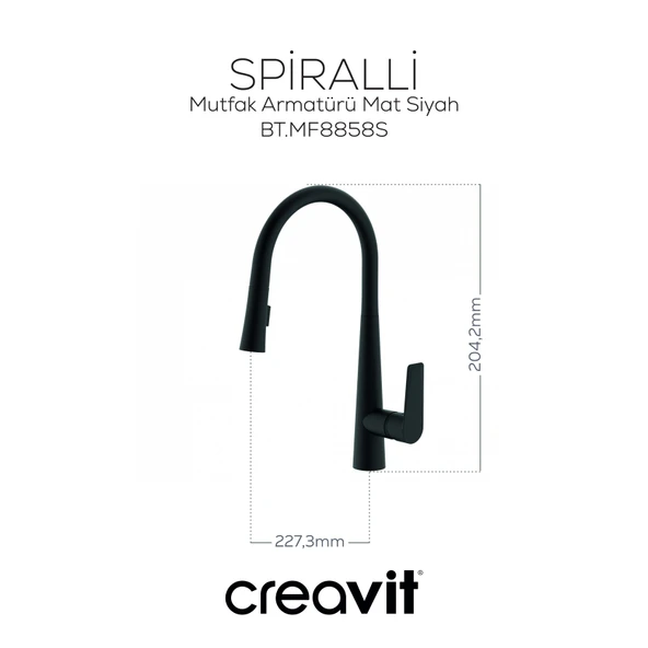 Spiralli Mutfak Armatürü Mat Siyah - Resim 2