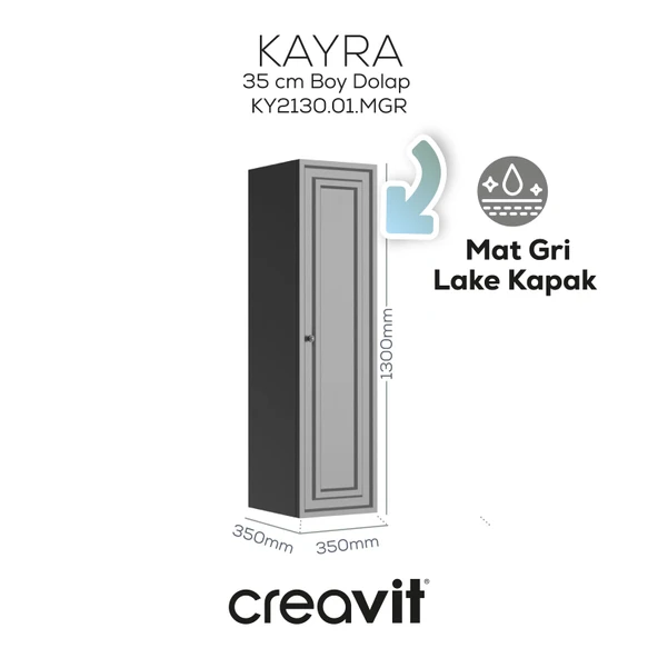 Kayra Boy Dolabı 130cm Mat Gri ürün görseli 1