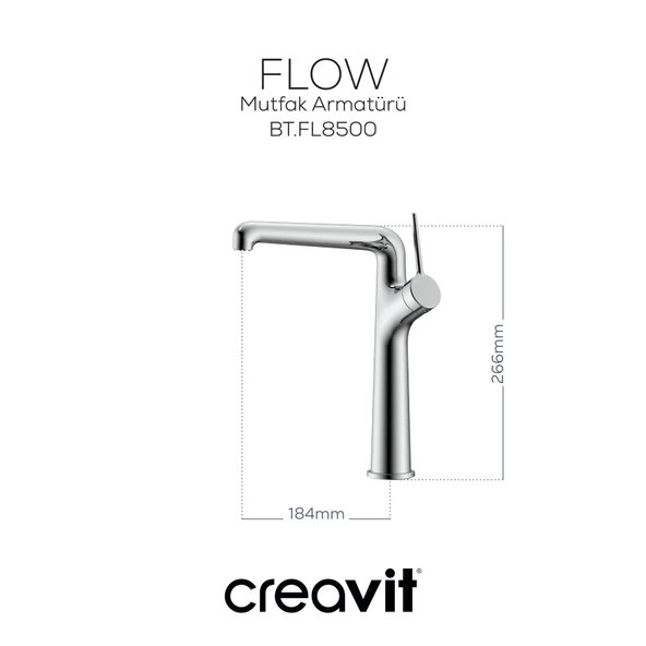 Flow Mutfak Armatürü Krom - Resim 2