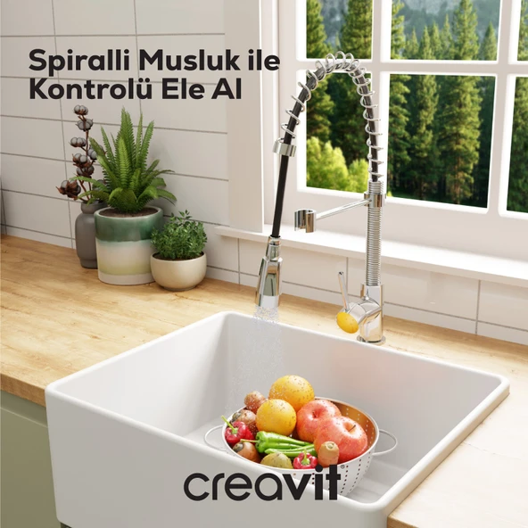 Spiralli Mutfak Armatürü Krom - Resim 3