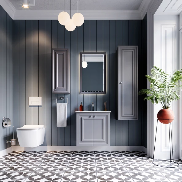 Kayra Lavabo Dolabı Çekmeceli 60cm Mat Antrasit ürün görseli 1
