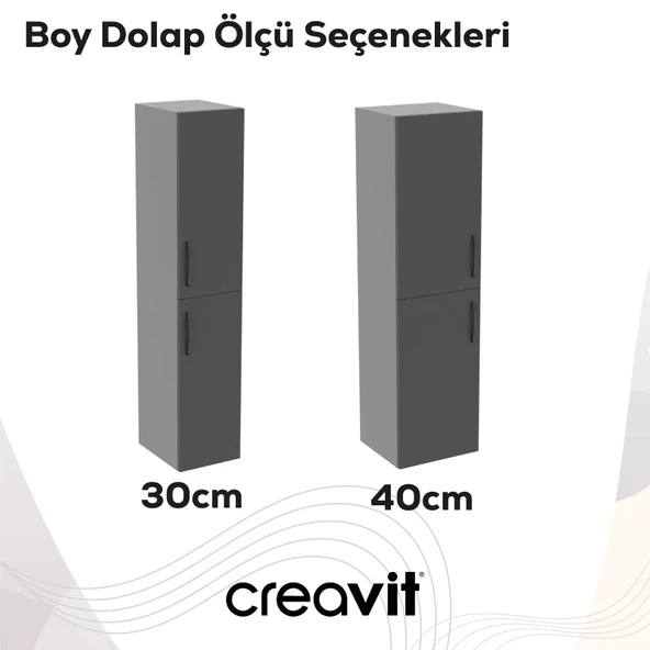 D20 30cm SOL Boy Dolabı Gri (Demonte) - Resim 3