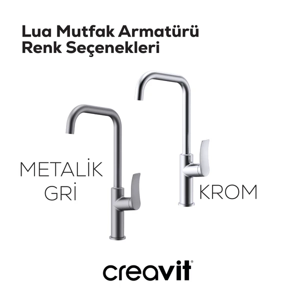 Lua Şelale Mutfak Armatürü Metalik Gri - Resim 4