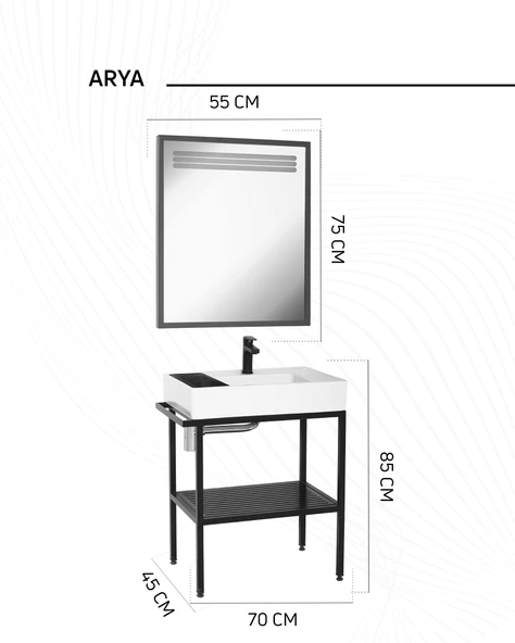 Arya Ayna 65 cm Siyah - Resim 2