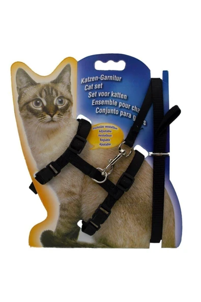 Ans Kedi Göğüs Tasması Uzatma 110cm Set Siyah ürün görseli 1