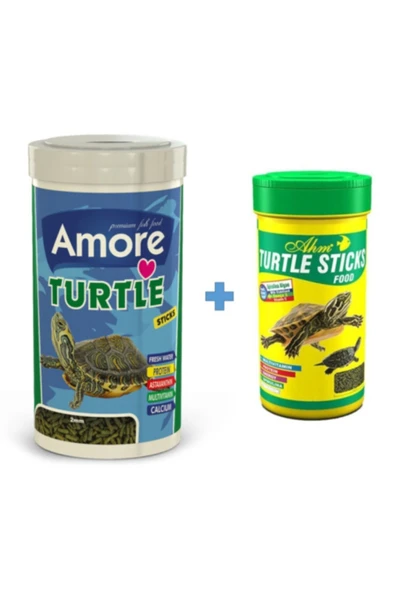 AMORE Turtle Sticks 1000ml Ve Ahm Turtle Sticks 250ml Kutu Kaplumbağa Yemi ürün görseli 1