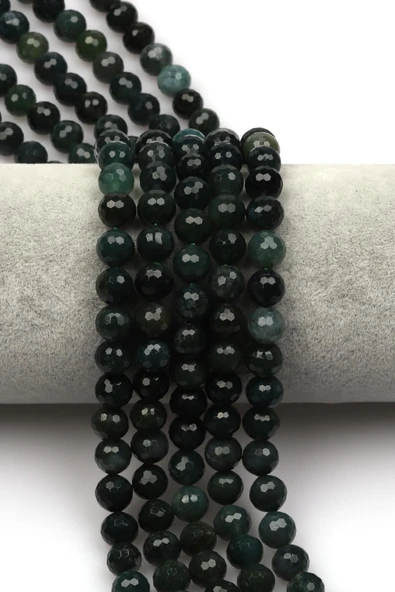 Yeşil Akik (A Kalite) Doğaltaş Dizi 8 mm Fasetli Küre Kesim ürün görseli 1
