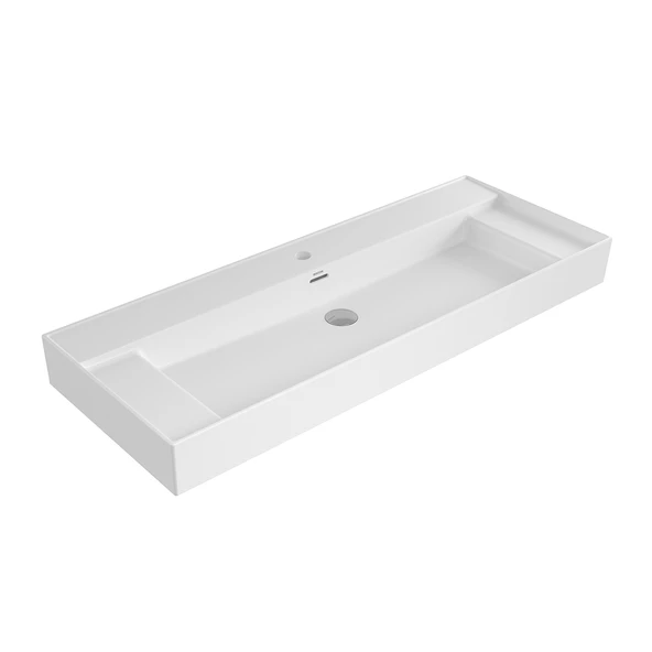 Bocchi Milano Çift Etajerli 120 cm Parlak Beyaz Lavabo 1539-001-0126 ürün görseli 1