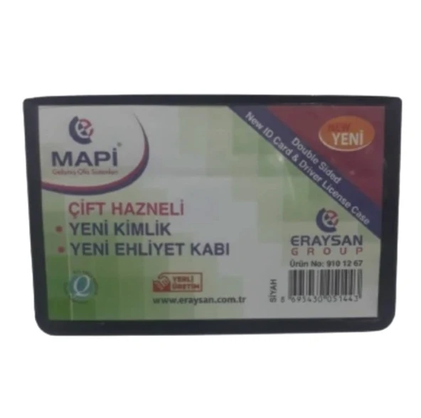 Mapi Ehliyet Kimlik Kabı Çift Hazneli Siyah - 6 adet ürün görseli 1
