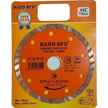 HAND SFD ELMAS TESTERE KOD:0041 TURBO - GRANİT KESİCİ - MERMER KESİCİ ( 4-1/2" - 115 LİK ) ürün görseli 1