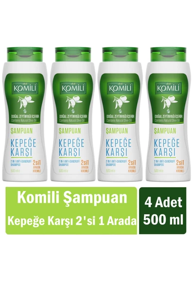 Komili Kepek Karşıtı 2'si 1 Arada Kremli Vegan Şampuan 500 ml x 4 Adet ürün görseli 1