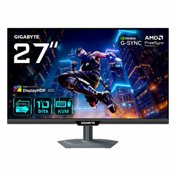 Gigabyte M27UP 27" 160Hz 1Ms HDMI+DP+USB-C HDR UHD G-Sync FreeSync IPS Pivot Vesa Monitör ürün görseli 1