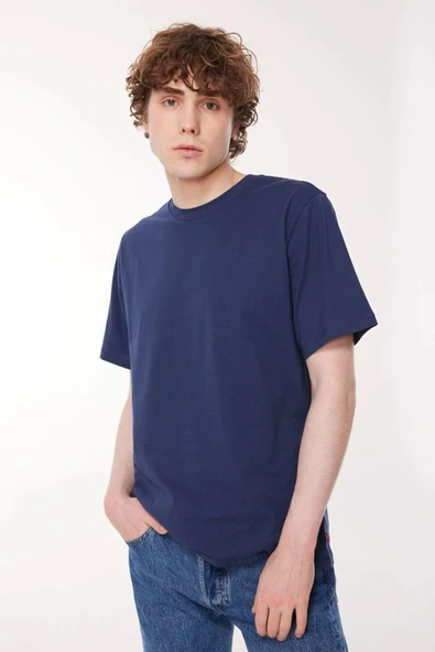 Bisiklet Yaka % 100 Pamuk Relaxed Fit T Shirt Erkek T SHİRT A9437 ürün görseli 1