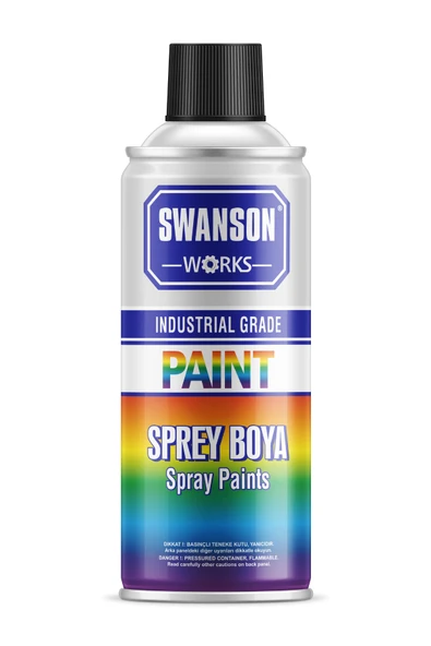 SWANSON WORKS Parlak Siyah Sprey Boya - Swanson Works 400ml, Yüksek Kaliteli Akrilik Esaslı ürün görseli 1