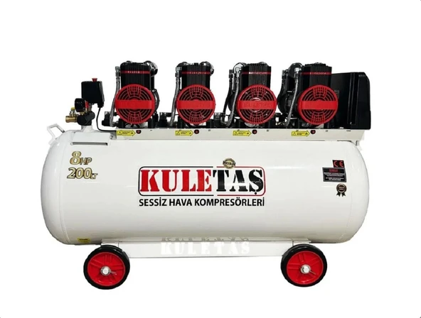 Kuletaş 200 Litre 8 HP Sessiz & Yağsız Premium Kafa Hava Kompresörü ürün görseli 1